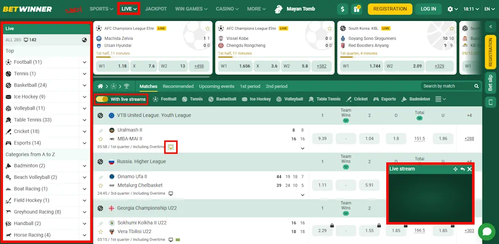 Betwinner Live Betting and Live Streaming Screenshot